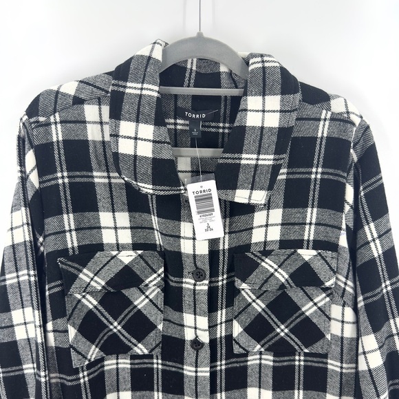 Torrid Cotton Brushed Midi Shacket Womens 3X Plaid Jacket Coat Button Down NWT - Picture 4 of 14